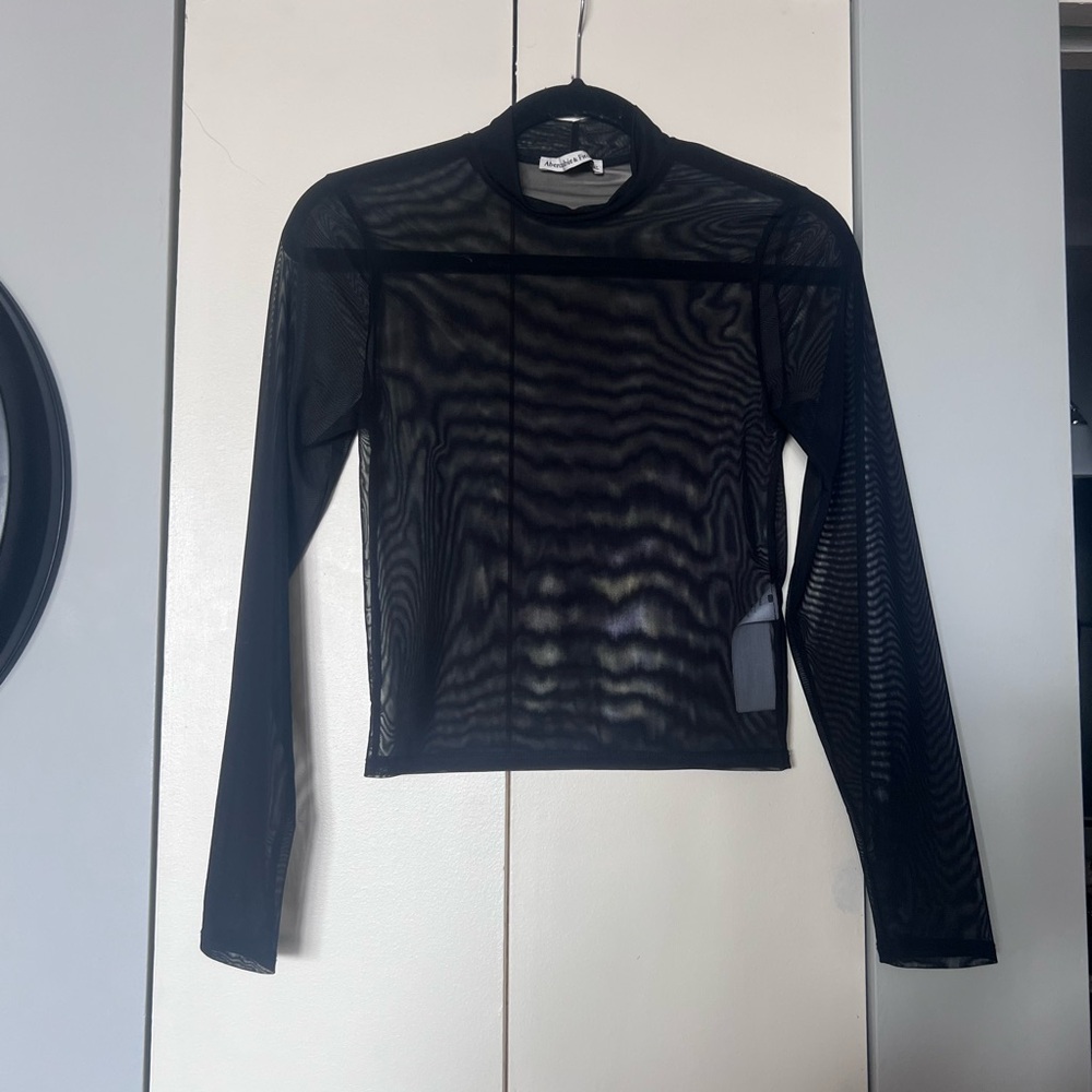 Abercrombie & Fitch Sheer Black Long Sleeve Blouse SMALL